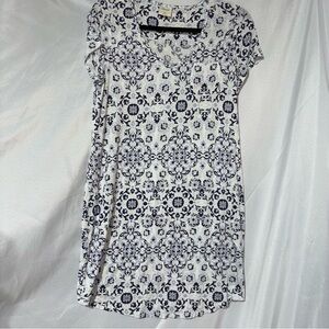 SOMA Cool Nights Short Sleeve Sleepshirt Stately Ivory Navy Size XS